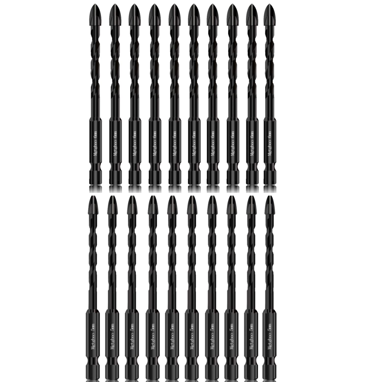 Mgtgbao 10pc 5MM Masonry Drill Bits +Mgtgbao 10pc 6MM Masonry Drill Bits