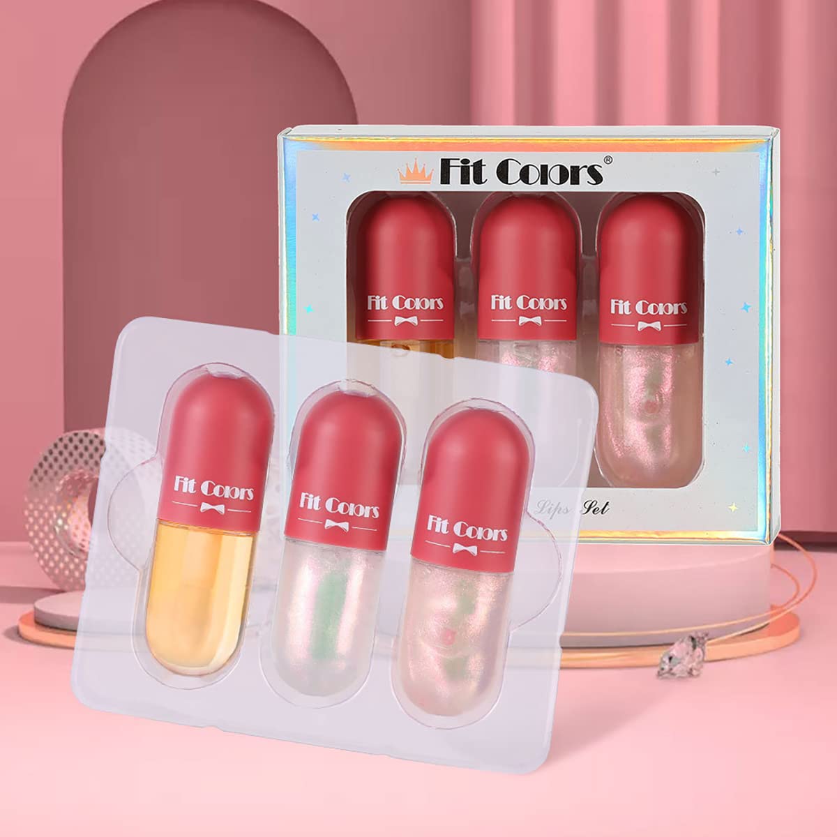 Alisesun 3 Color Pearlescent Lip Oil Hydrating Tinted Plump Lip Gloss Transparent Toot Lip Oil, Glass Lip Glow Oil Fresh Texture & Non-sticky, Nourishing Repairing Lightening Lip Lines Lip Care- 02