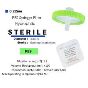 Sterile Syringe Filter PES with 20ml Plastic Syringe, luer Slip Syringe for Liquid