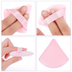 Molain 2 Pieces Triangle Powder Puff Makeup Puff Velvet Face Body Powder Puff Cosmetic Foundation Blender Sponge for Loose Powder Body Powder Makeup Tool (Nude&Pink)