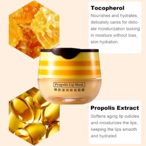 4PCS Honey Lip Balm, Vitamin E Moisturizing Propolis Sleeping Lip Mask, Effective Reduces Lip Lines Prevention Dry and Cracked Lip Scrubs Exfoliator Smoothing Dry Lip Care