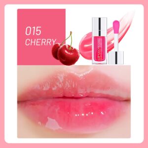 Alisesun Lip Oil Hydrating Tinted Lip Balm, Plump Lip Gloss Lip Care Transparent Toot Lip Oil Tinted (015# Cherry Red)