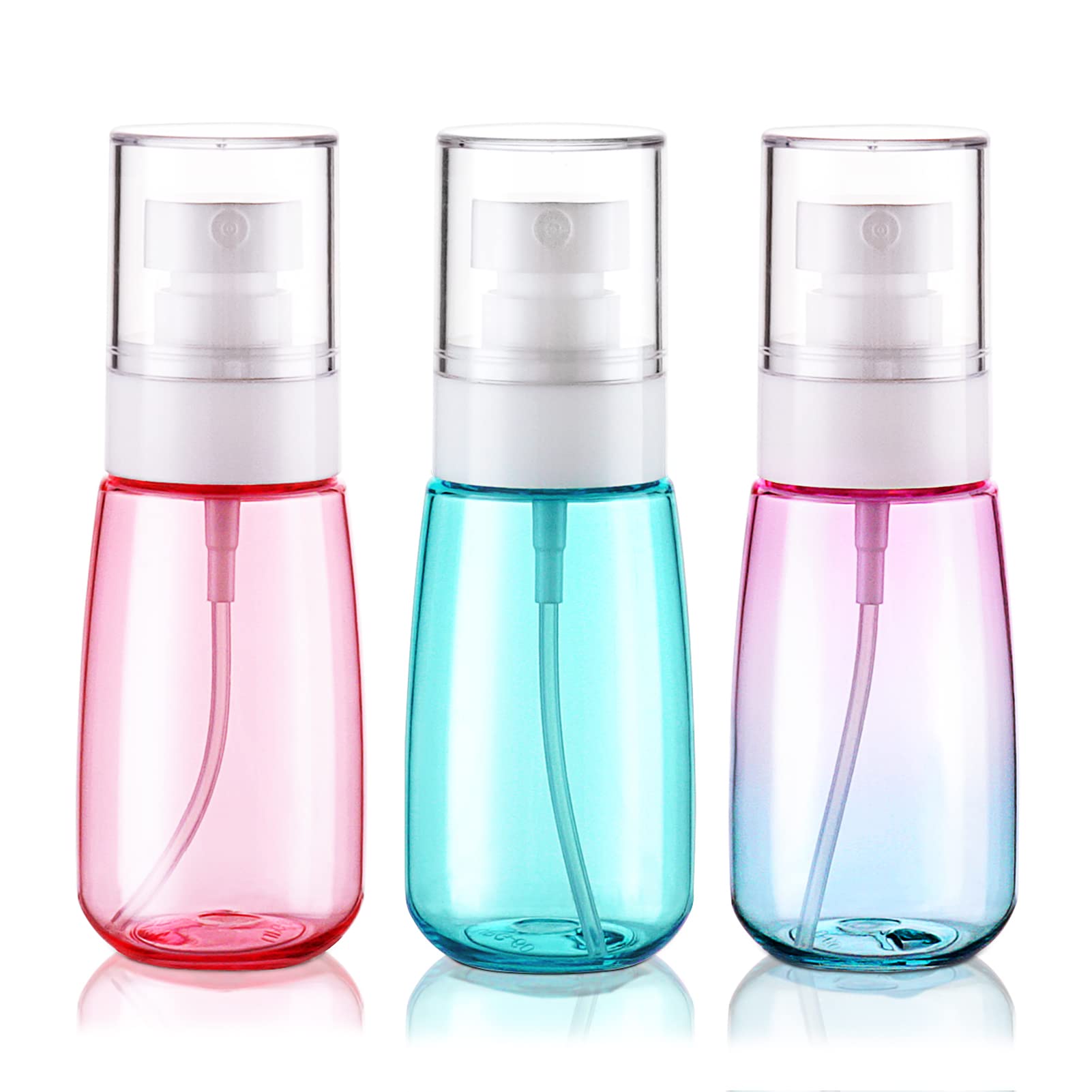 Cosywell Travel Spray Bottle TSA Approved 2oz 60ml 3 Pack Leak Proof Fine Mist Empty Plastic Refillable Spray Bottle for Perfume Essential Oils Toners Rose Water Cosmetics (3color)