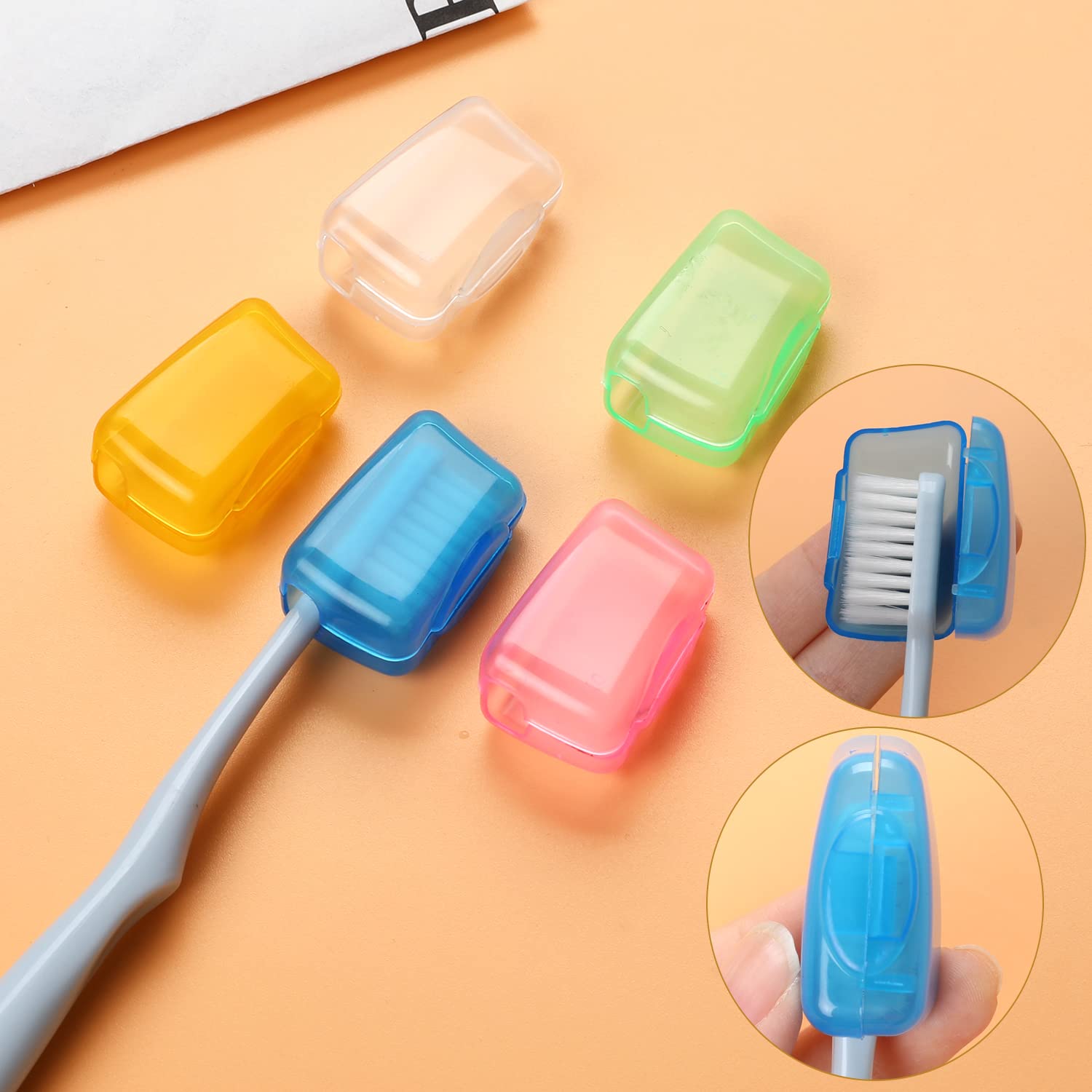 Sliverdew 5 Pcs Toothbrush Cover Toothbrush Covers Caps Portable Toothbrush Head Case Cover Travel Toothbrush Head Holder for Home Office Hotel Outdoor