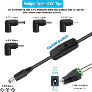 24V 1A Switching Power Supply Adapter, 100~240V AC to DC 24 Volt 1000mA 800mA 500mA 200mA Converter with 5 Tips for LED Strip Light CCTV WiFi Camera Essential Oil Diffuser