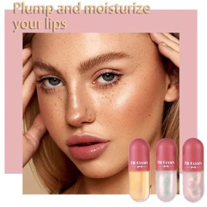 Alisesun 3 Color Pearlescent Lip Oil Hydrating Tinted Plump Lip Gloss Transparent Toot Lip Oil, Glass Lip Glow Oil Fresh Texture & Non-sticky, Nourishing Repairing Lightening Lip Lines Lip Care- 02