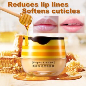 4PCS Honey Lip Balm, Vitamin E Moisturizing Propolis Sleeping Lip Mask, Effective Reduces Lip Lines Prevention Dry and Cracked Lip Scrubs Exfoliator Smoothing Dry Lip Care