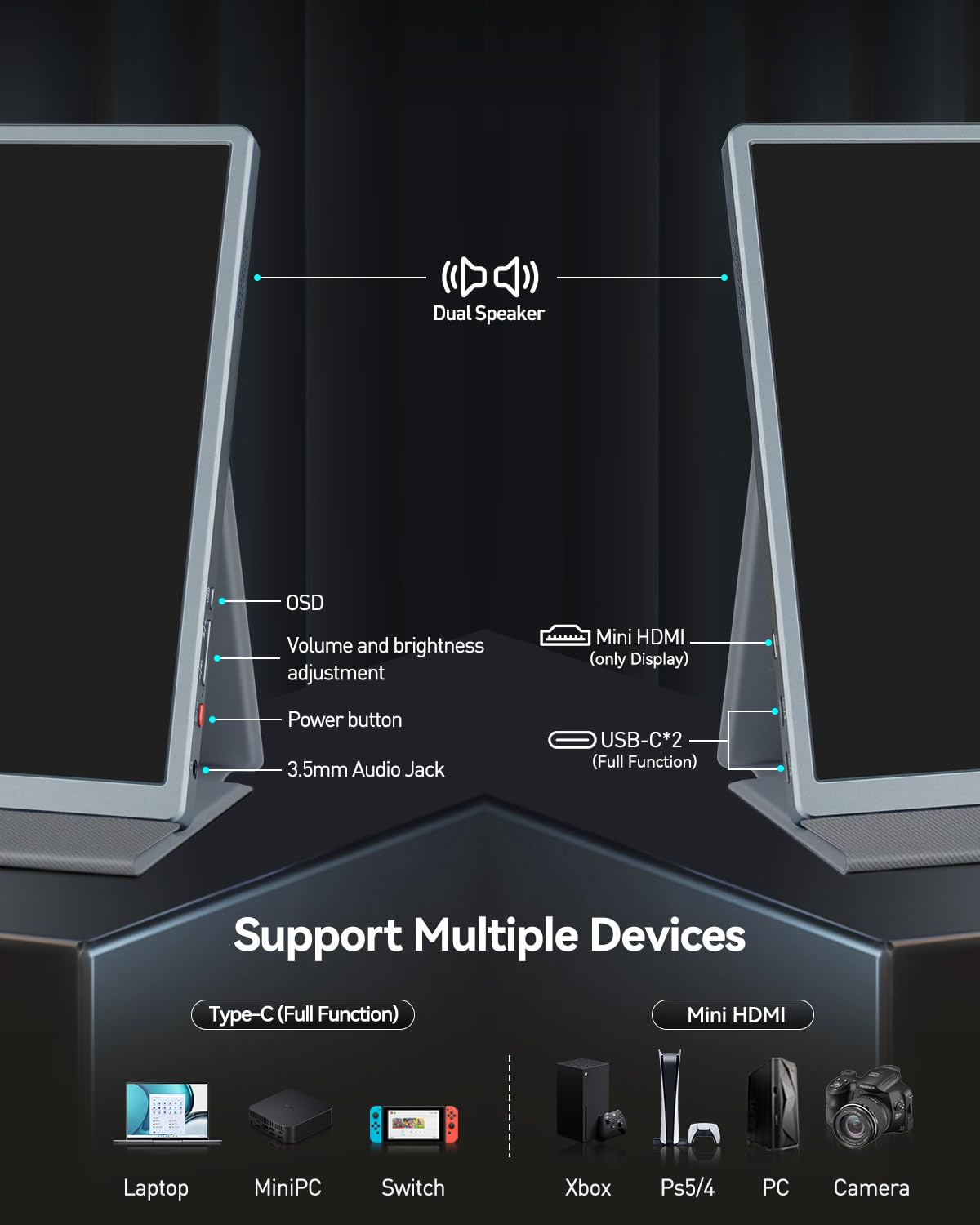 Intehill 4K Portable Monitor for Laptop, MacBook and Mini PC High-end 13.4 inch Small Computer Monitor with Golden Ratio 16:10 and Resolution 3840x2400 U13NA