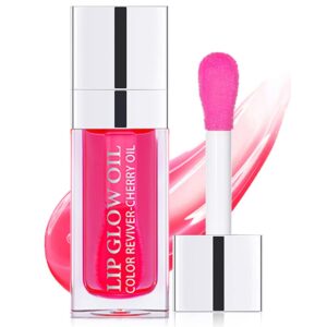 alisesun lip oil hydrating tinted lip balm, plump lip gloss lip care transparent toot lip oil tinted (015# cherry red)