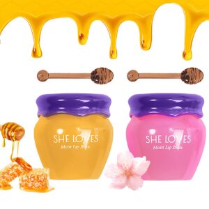 Sakura & Honey Lip Mask with Stick, Day & Night Repair Deep Moisture and Fade Lip Lines, Rich in Vitamin E & Cherry Blossom Extract Beeswax Essence Natural Lip Enhancer Care Sleeping Lip Mask