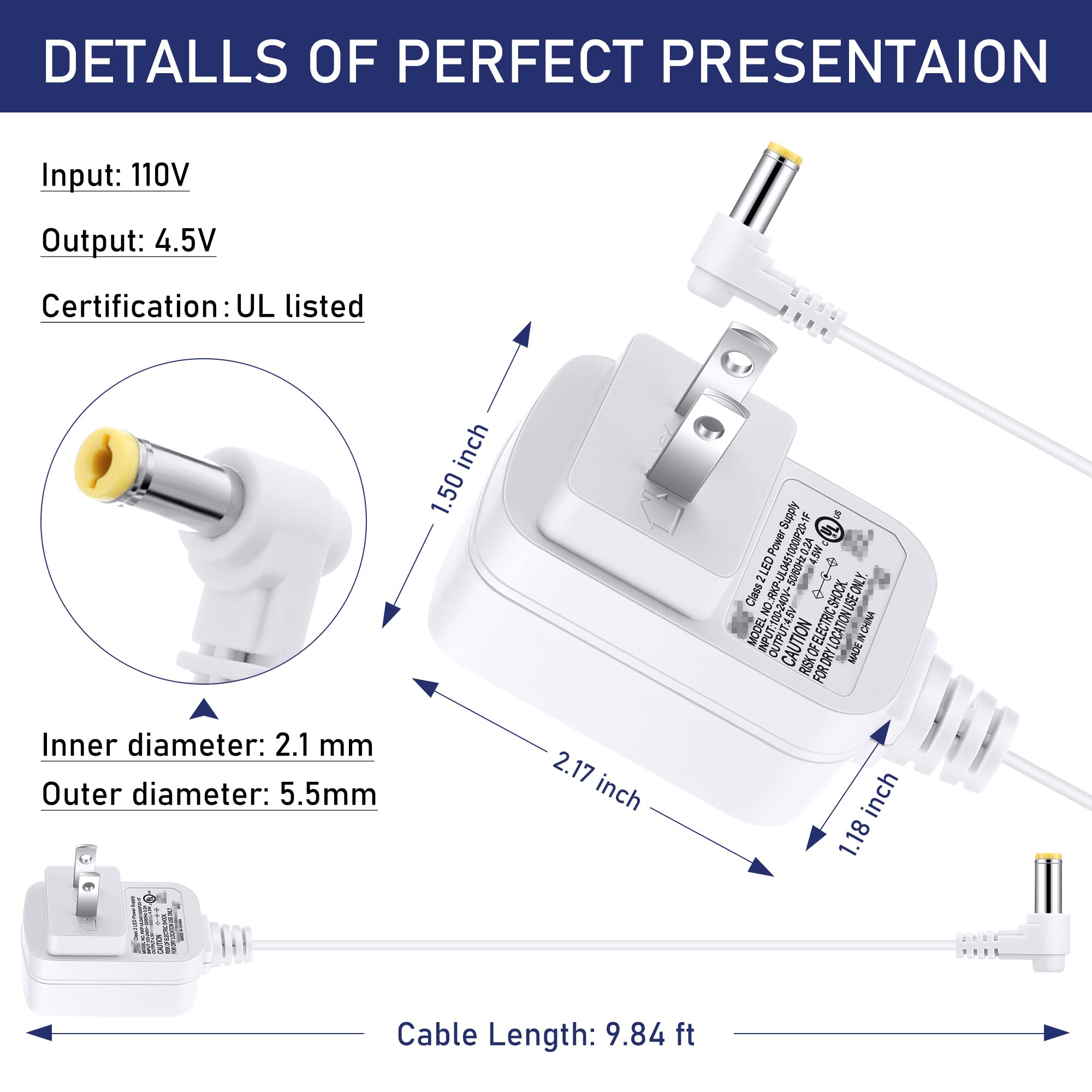 Sumind AC/DC Adapter Compatible with Lemax Lighted Accessory # 74254 94563 94565 94566 94527 94564, 4.5V 3 Output Power Adapter for Christmas Village Halloween Spooky Town Power Supply Charger(White)