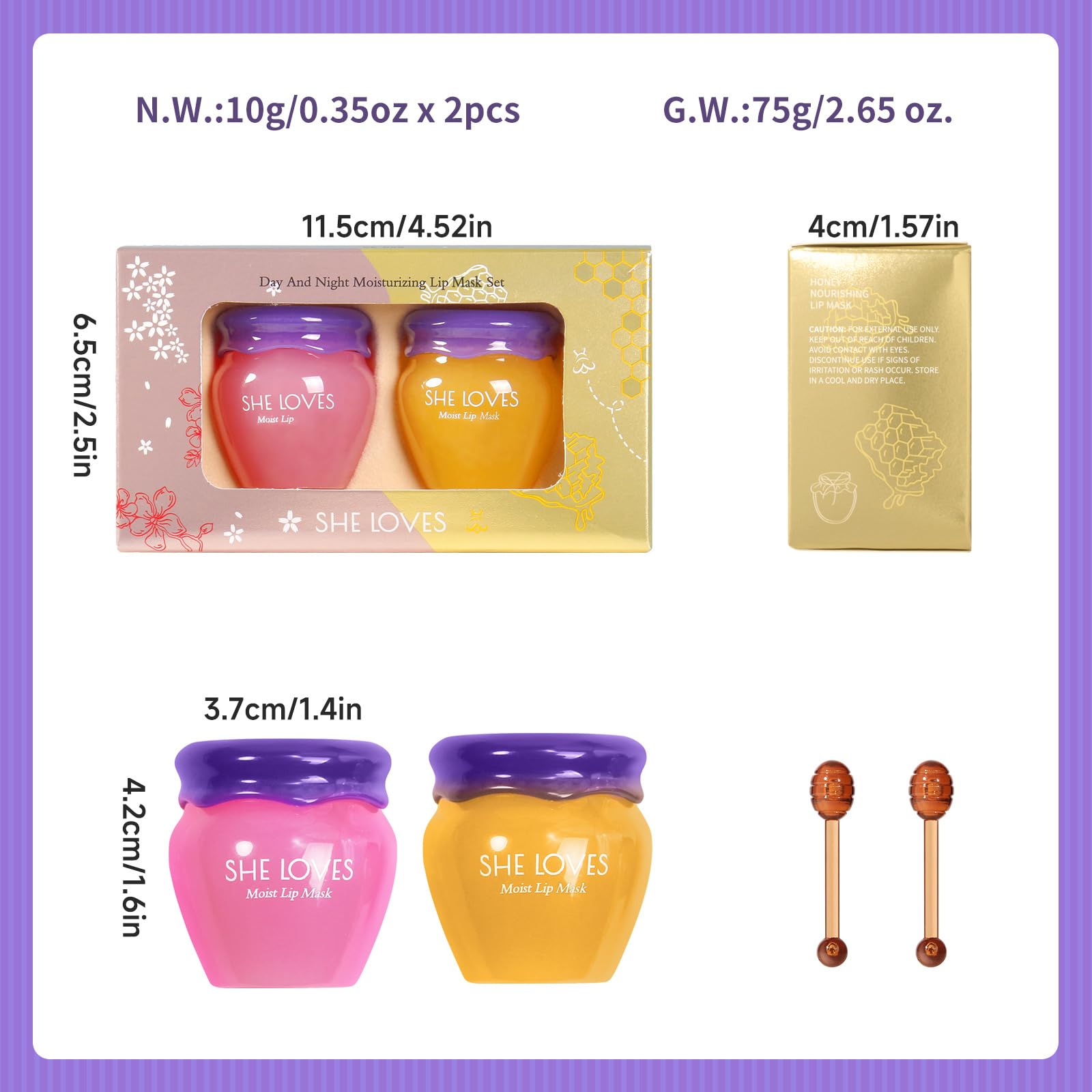 Sakura & Honey Lip Mask with Stick, Day & Night Repair Deep Moisture and Fade Lip Lines, Rich in Vitamin E & Cherry Blossom Extract Beeswax Essence Natural Lip Enhancer Care Sleeping Lip Mask