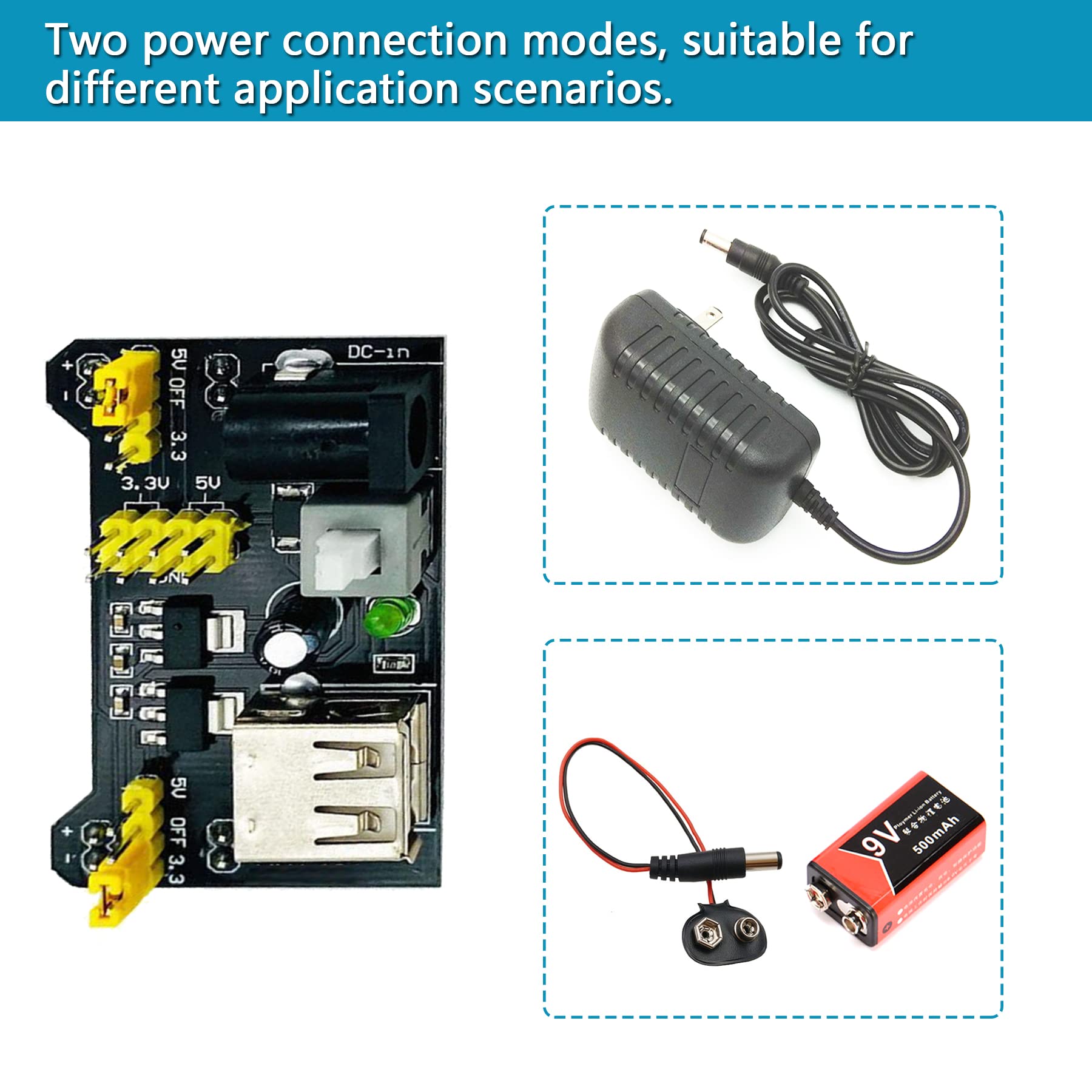 Minidodoca Breadboard Jumper Wires Kit 4pcs 400&830 Point Solderless Breadboards with Power Supply Module,140pcs 0.08"- 4.92" U-Shape,65pcs 4.7"-9.4",120pcs Length 8" M/M F/M F/F Dupont Jumper Wire