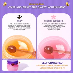 Sakura & Honey Lip Mask with Stick, Day & Night Repair Deep Moisture and Fade Lip Lines, Rich in Vitamin E & Cherry Blossom Extract Beeswax Essence Natural Lip Enhancer Care Sleeping Lip Mask