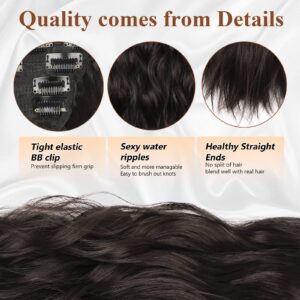 Vigorous 4PCS Clip in Hair Extensions Dark Brown Hair Extensions Long Wavy Clip Extension Synthetic Fiber Hairpieces Fluffy Hair for Women(20 Inch, Dark Brown)