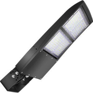 300w led parking lot light 42000 lm commercial outdoor light 5000k 1-10v dimmable led shoebox area light (1000w hid/hps equivalent), yoke mount ip65 100-277v ac, ul&dlc listed