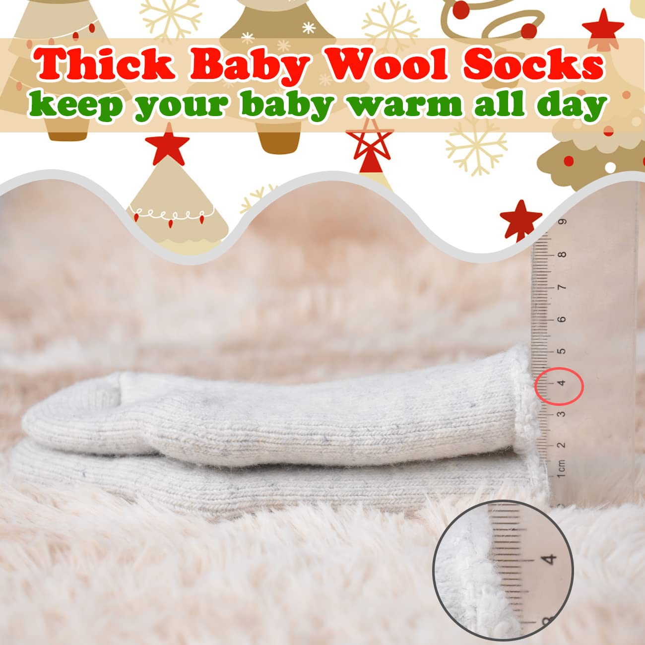 Mini angel Baby Wool Socks Warm Thick Ankle Socks 5 Pairs Winter Thermal Crew Socks Boot Socks for Toddler Boys Girls 1-3 Years(Colorful Set A, S)