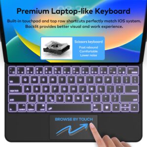 runelk Keyboard Case for iPad Air 13 2024 and iPad Pro 12.9 inch 2022-6th / 2021-5th / 2020-4th / 2018-3rd Generation – Magnetic Keyboard Case with Multi-Touch Trackpad – Floating Cantilever Stand