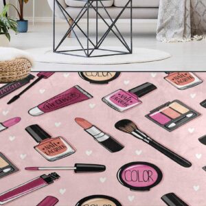 Oueoty Fashion Lipstick Love Heart Pink Area Rug 1.5x2.5ft/18x30in/45x75cm,Baby Play Mat for Living Dining Dorm Room Bedroom Home Decorative