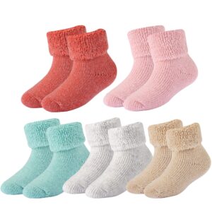 mini angel baby wool socks warm thick ankle socks 5 pairs winter thermal crew socks boot socks for toddler boys girls 1-3 years(colorful set a, s)