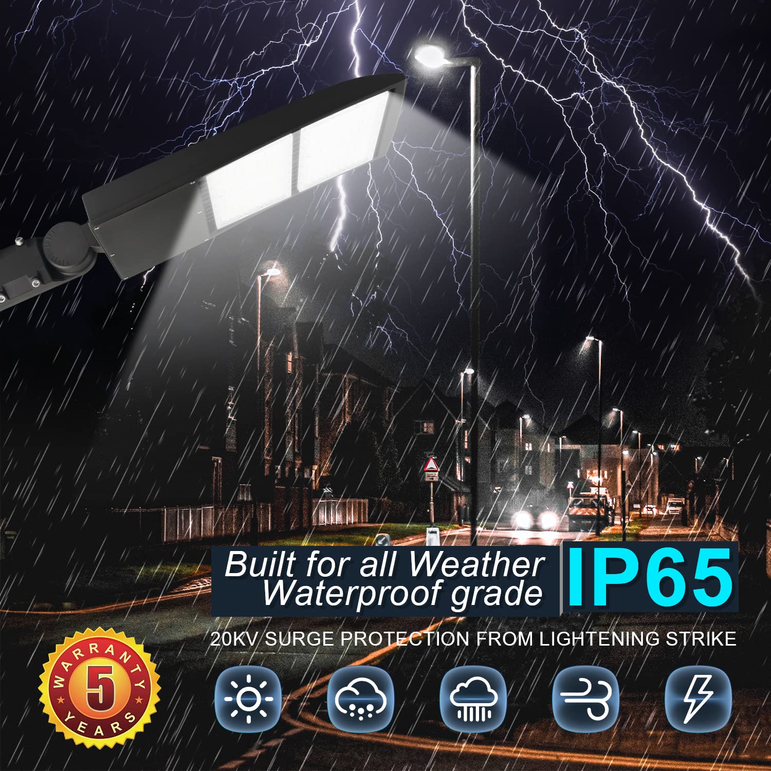 300W LED Parking Lot Light 42000 LM Commercial Outdoor Light 5000K 1-10V Dimmable LED Shoebox Area Light (1000W HID/HPS Equivalent), Yoke Mount IP65 100-277V AC, UL&DLC Listed