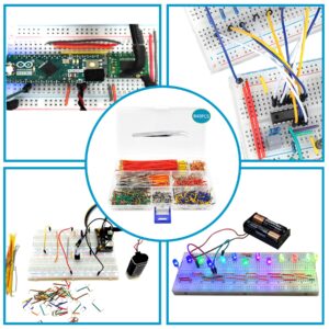 Minidodoca 840 Pcs Breadboard Jumper Wire Cables for Arduino, 14 Values, 2 mm/0.08"-125 mm/4.92" U-Shape Magnetic Jumper Wires Assortment kit & 20Pcs 20cm/8 inch Length Dupont Cable Assorted Kit