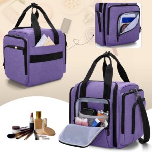 BAFASO Travel Makeup Bag with 4 Inner Removable Pouches, Multifunctional Hair Bag Cosmetic Bag Holds Makup/Hair Supplies (Patent Pending), Purple