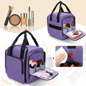 BAFASO Travel Makeup Bag with 4 Inner Removable Pouches, Multifunctional Hair Bag Cosmetic Bag Holds Makup/Hair Supplies (Patent Pending), Purple