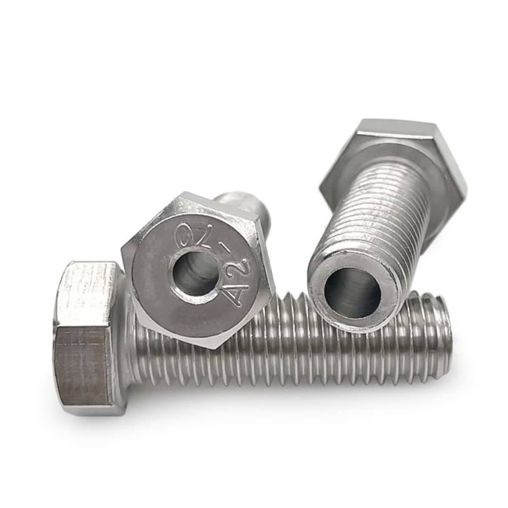 (5pcs) 304 Stainless Steel Hexagon Hollow Threaded Through Hole Suit Bolts for Electrical Fittings etc M10x25mm Aperture (5.2mm).