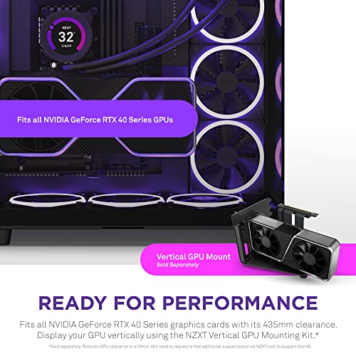 NZXT H9 Mid-Tower Gaming PC Case - 3 RGB Fans, Glass Panels, 360mm Radiator Support, Cable Management - Black