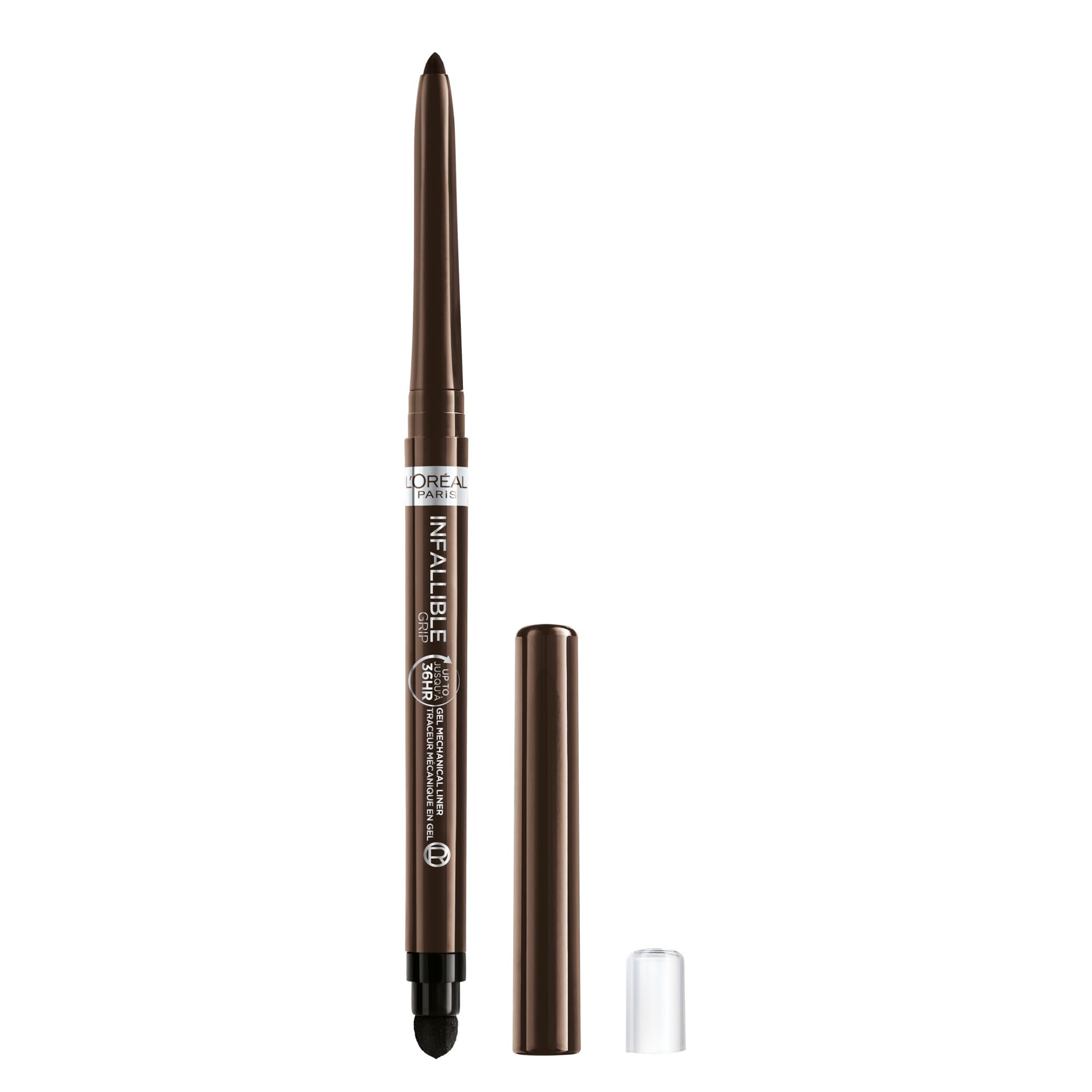 L'Oreal Paris Infallible Grip Mechanical Gel Eyeliner Pencil, Smudge-Resistant, Waterproof Eye Makeup with Up to 36HR Wear, Brown Denim, 0.01 Oz