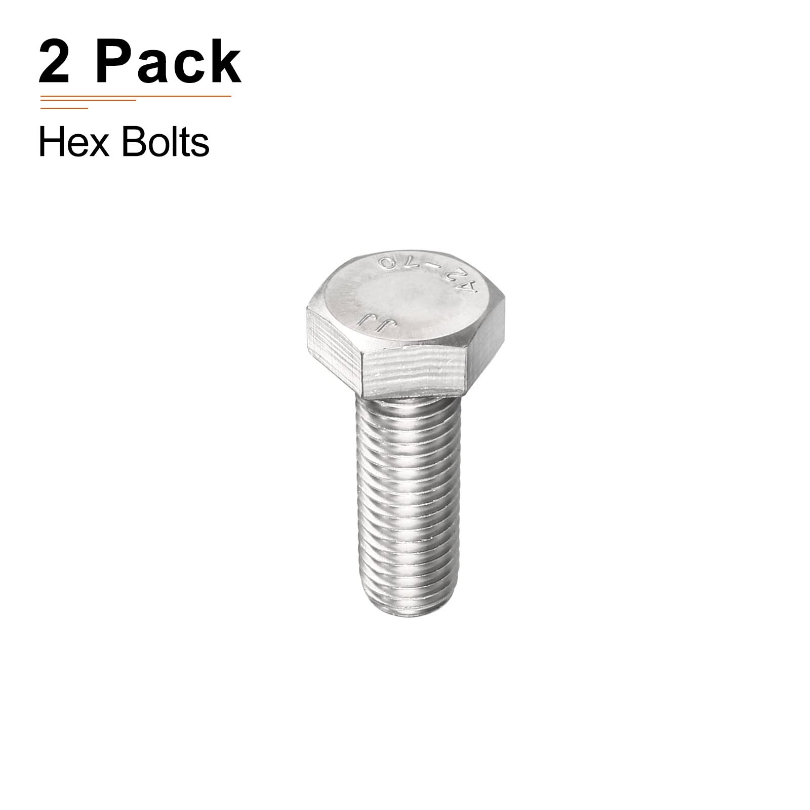 DTGN M14x40mm(DxH) Hex Bolts - 2Pack - Good for Machine Tools - 304 Stainless Steel Hexagon Head Screws