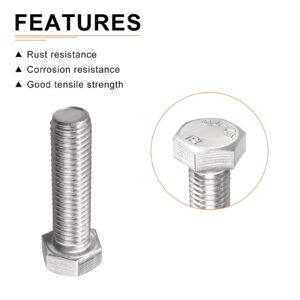 DTGN M12x45mm(DxH) Hex Bolts - 8Pack - Good for Machine Tools - 304 Stainless Steel Hexagon Head Screws