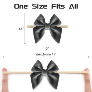 YanJie Baby Velvet Bow Headbands - 3 Pack Cotton Nylon Headband Baby Photography Hair Bow (SS black velvet)