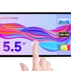 waveshare 5.5inch 2K Capacitive Touch LCD Display Compatible with Raspberry Pi 5/4B/3B+/Pi 3B/Zero 2w/Zero w and CM4 Supports Windows 11/10/8.1/8/7