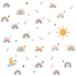 Rainbow Wall Decals Stickers Rainbow Wall Decor for Kids Room Little Girls Bedroom Nursery Playroom Daycare Classroom Parties Decoration (B)