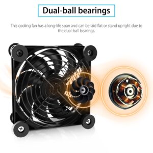 NewHail 2Pack Quiet 120mm USB Fan Dual-Ball Bearings, USB Fan 5V, with L/M/H 3-Degree Speed Controller High Airflow Cooling Fan for Router Modem Receiver DVR PlayStation Xbox TV Box