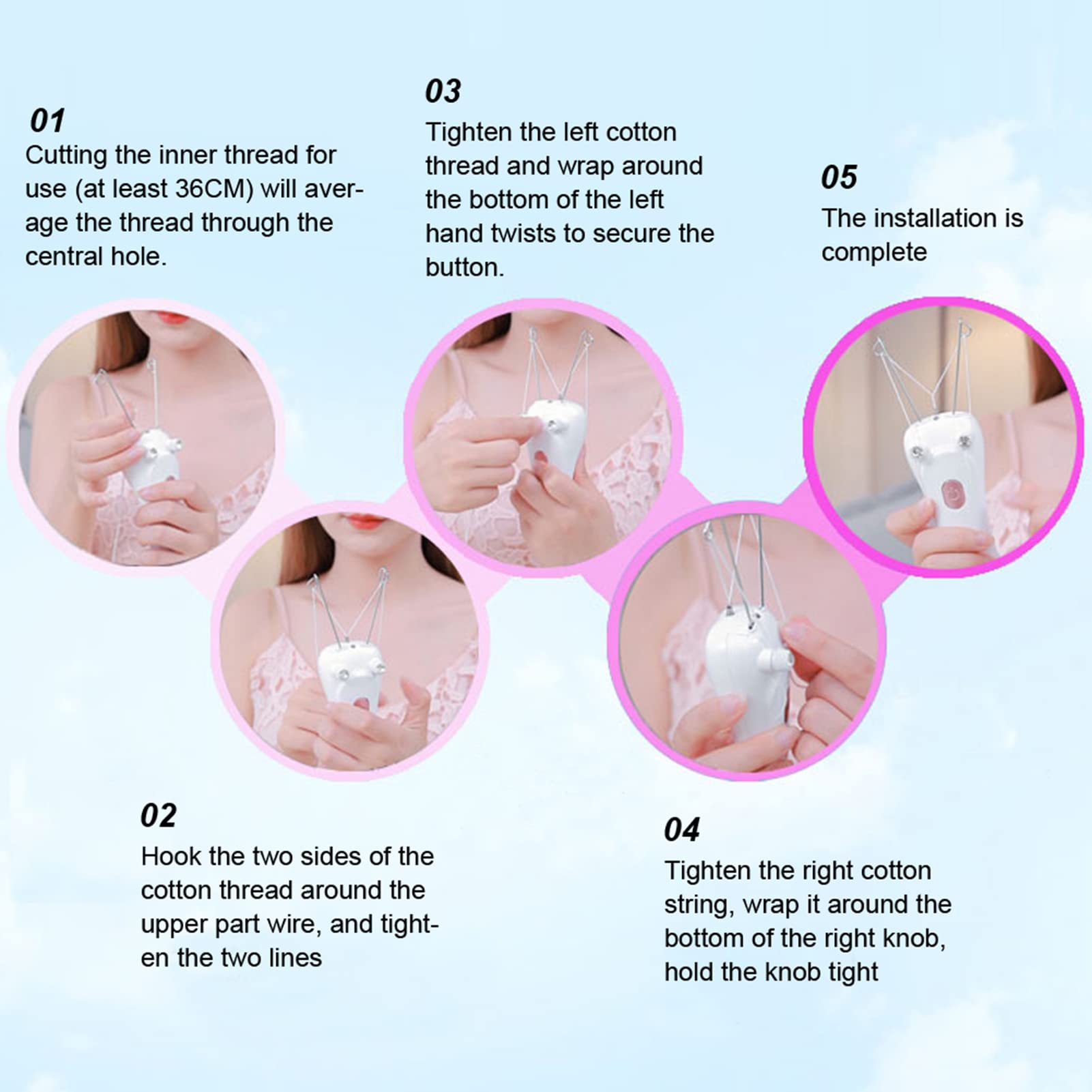 Watris Veiyi Threading Hair Removal Epilator for Women, Electric Facial Threading Hair Removal for Women, Threading Face Epilator for Fine Hairs on Face, Chin, Upper Lip, Arms(Pink)