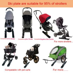 Universal Ski Plate for Baby Buggy and Pet Carts, Snow or Beach Stroller Glider, Skiing Board & Beach Skateboard for Wheelcharis