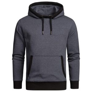 maiyifu-gj men's solid fleece athletic hoodies long sleeve casual sports sweatshirt drawstring hooded pullover with pockets (dark grey,medium)