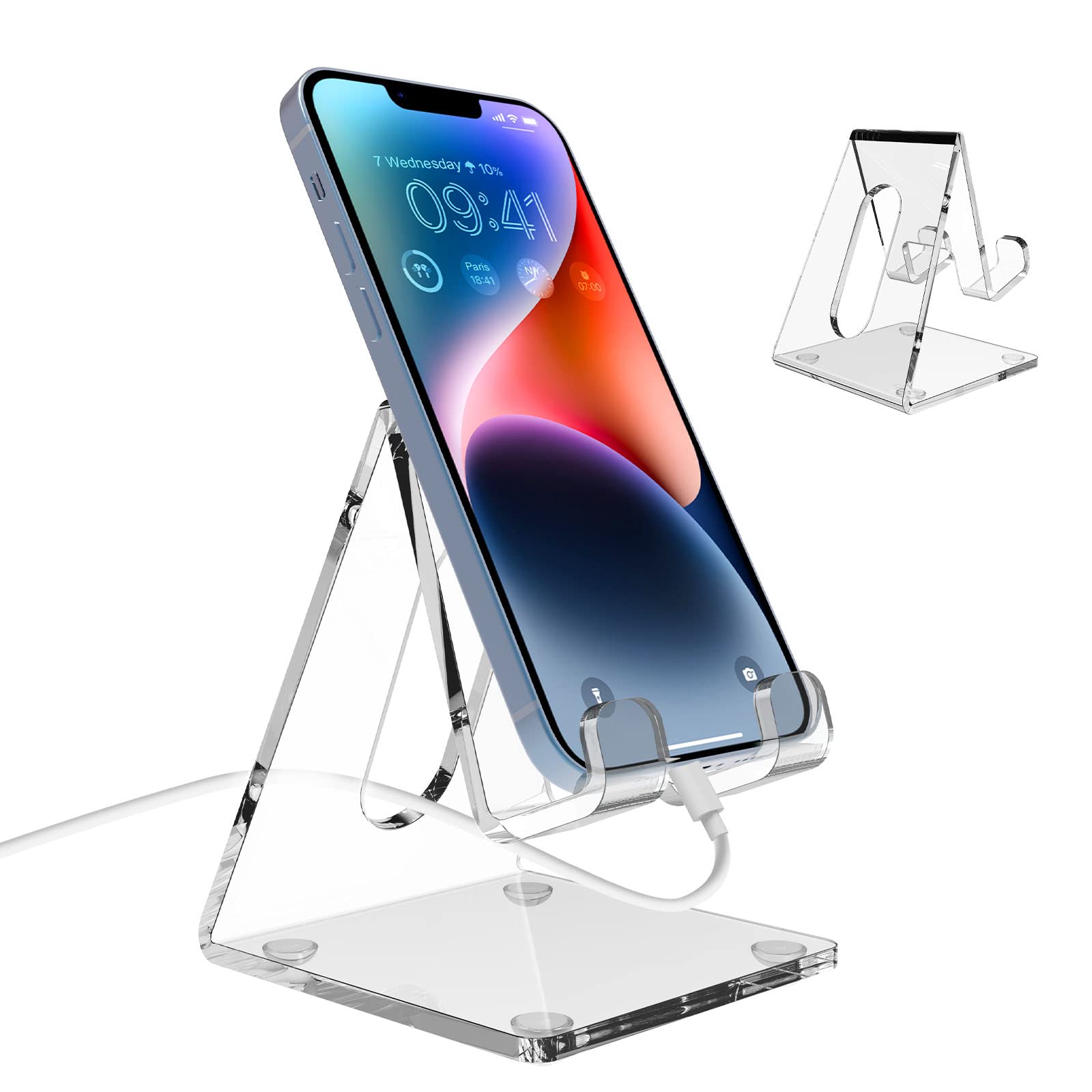 Acrylic Cell Phone Stand for Desk, Phone Holder for Office, Portable Phone Holder, Compatible with iPhone15 14 13 12 11 Pro XS Max XR 8 7 6S Plus, Samsung S20+ Note10, Tablets（1Pack）