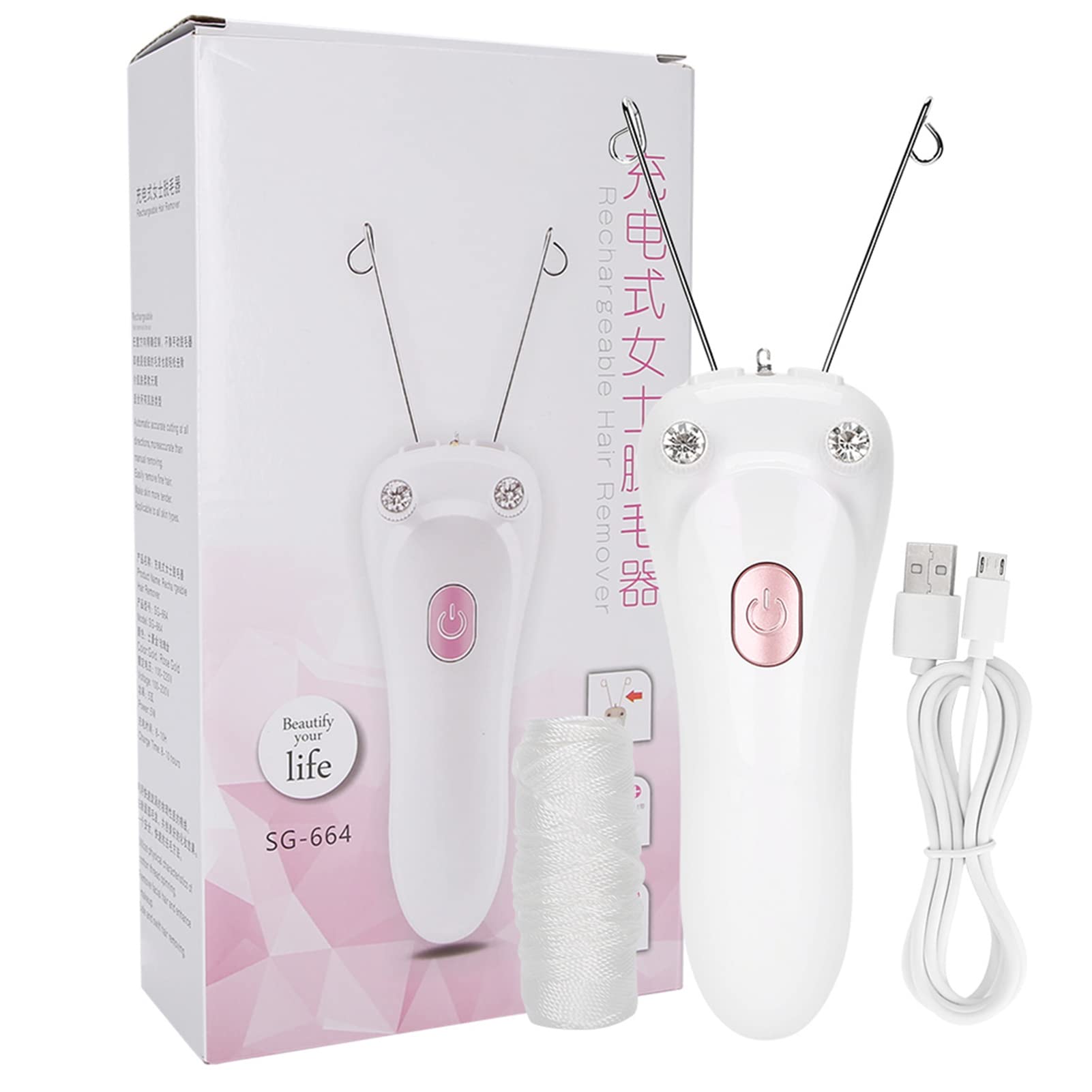 Watris Veiyi Threading Hair Removal Epilator for Women, Electric Facial Threading Hair Removal for Women, Threading Face Epilator for Fine Hairs on Face, Chin, Upper Lip, Arms(Pink)