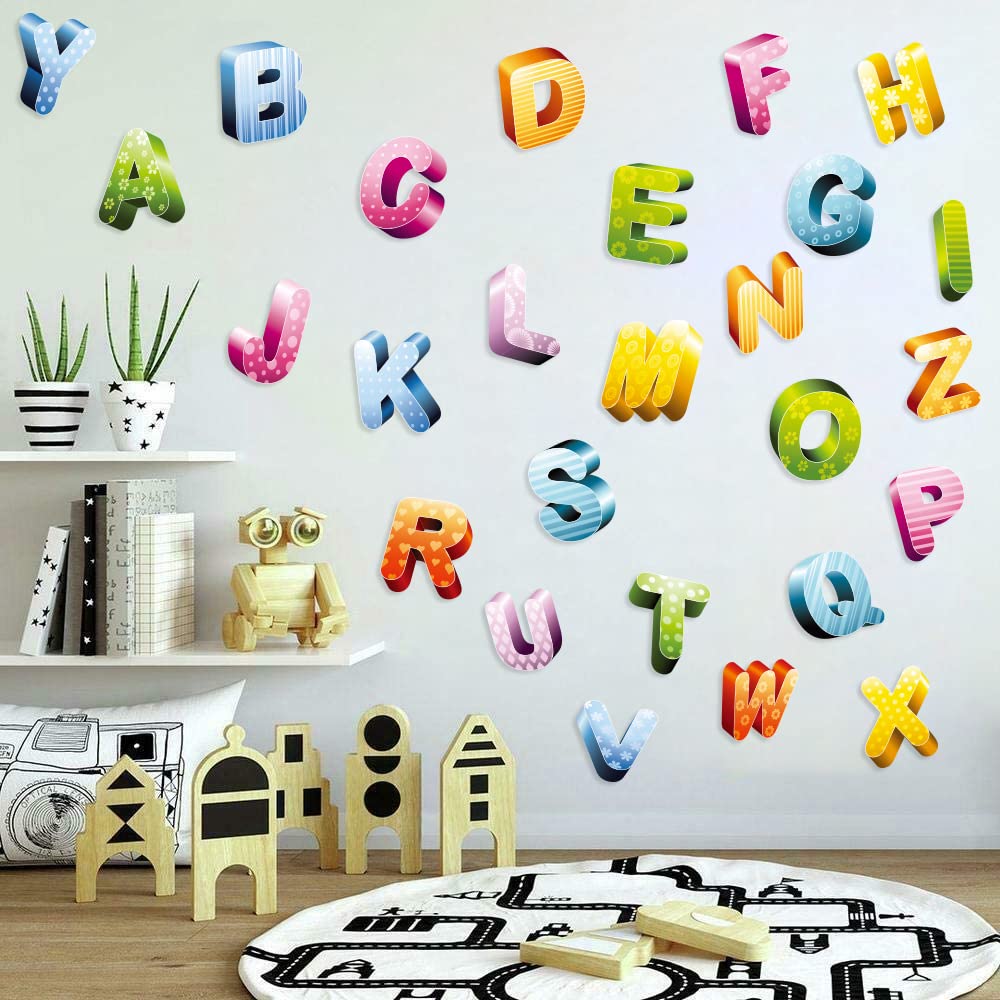 Alphabet Wall Decals ABC Stickers Learning Wall Decor for Kids Room Daycare Classroom Playroom Baby Nursery Decorations