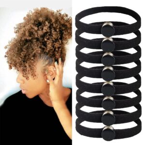 feezent 10pcs high elasticity snap hair ties for thick hair natural curly hair and braids| connectable hair rope | no slip adjustsble hairband for puff ponytail (10 count -pack of 1)