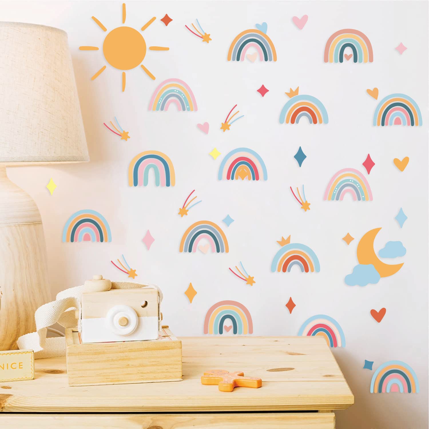 Rainbow Wall Decals Stickers Rainbow Wall Decor for Kids Room Little Girls Bedroom Nursery Playroom Daycare Classroom Parties Decoration (B)