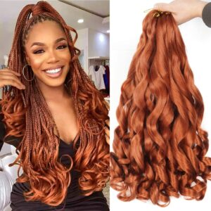 wipporya ginger french curl braiding hair 24 inch soft ginger braiding hair pre stretched loose wave bouncy 350 braiding hair 100g/pack yaki crochet hair for black women hair extensions for braids (#350)