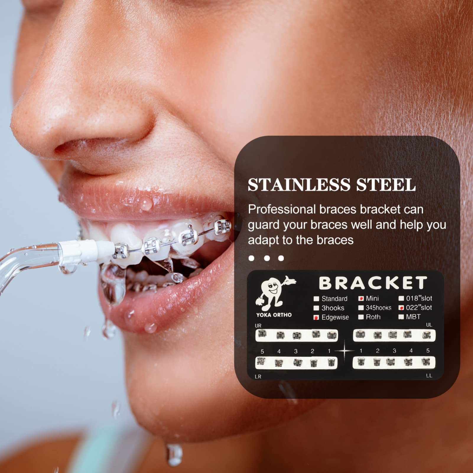 GLEAVI 20Pcs Dental Orthodontic Brackets Stainless Steel Tooth Brace Brackets Tooth Brace Holder Dental Accessories for Orthodontic Tooth Brace