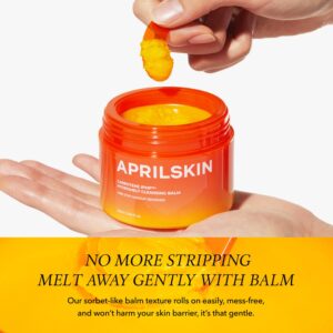 APRILSKIN Carrotene IPMP Hydromelt Cleansing Balm, 3.04 fl.oz, Noncomedogenic, Grapefruit Peel Oil, O-Cymen-5-Ol helps reduce blackheads & breakouts, for sensitive & oily skin, Korean Skincare