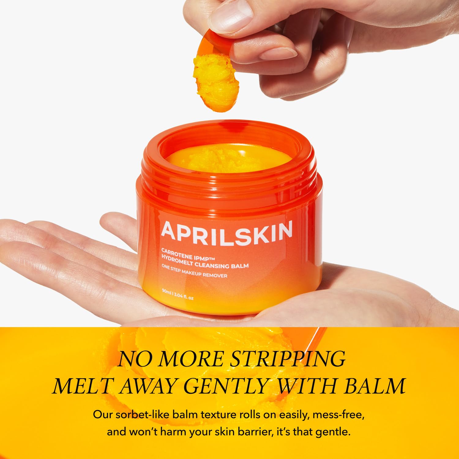 APRILSKIN Carrotene IPMP Hydromelt Cleansing Balm, 3.04 fl.oz, Noncomedogenic, Grapefruit Peel Oil, O-Cymen-5-Ol helps reduce blackheads & breakouts, for sensitive & oily skin, Korean Skincare