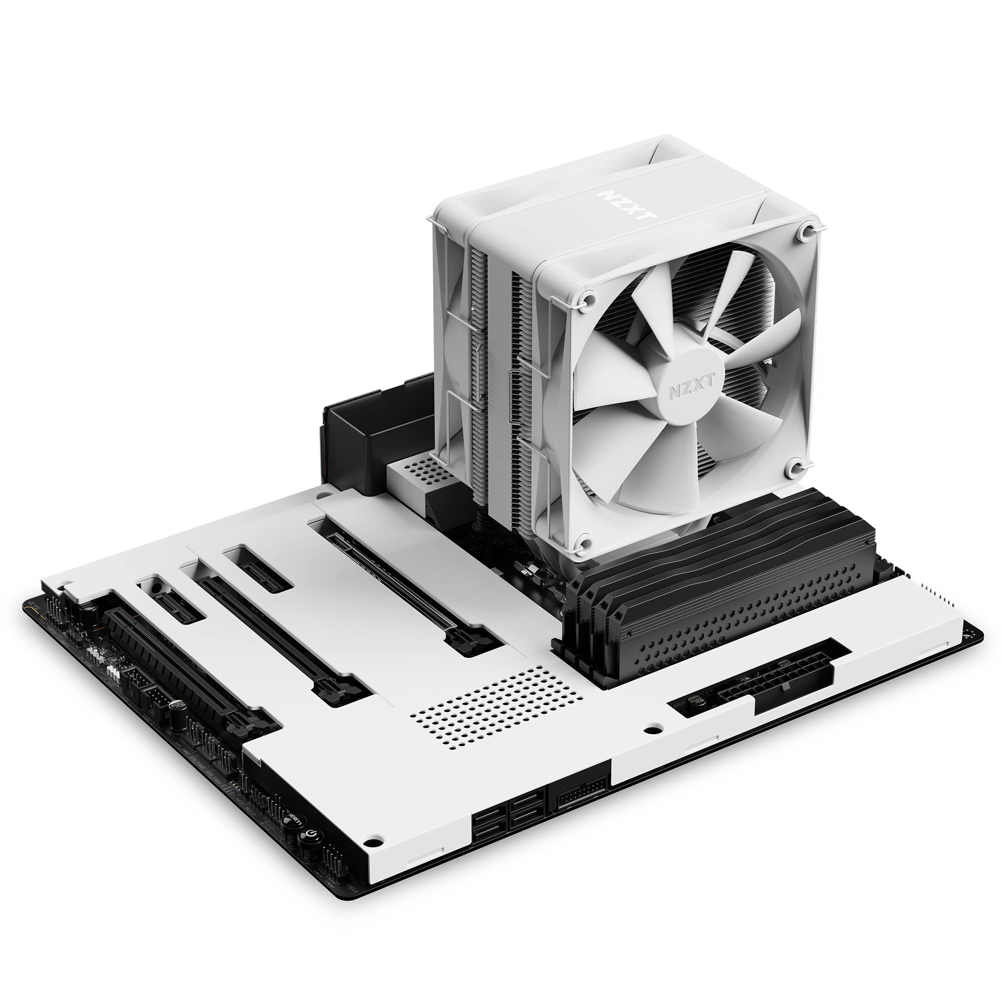 NZXT T120 CPU Air Cooler - RC-TN120-W1 - Conductive Copper Pipes - Fluid Dynamic Bearings - AMD and Intel Compatibility - White